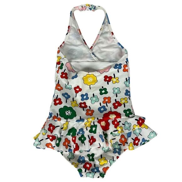 Hanna Andersson Ruffle Sunblock One Piece size 6-7 White Floral - Picture 2 of 7
